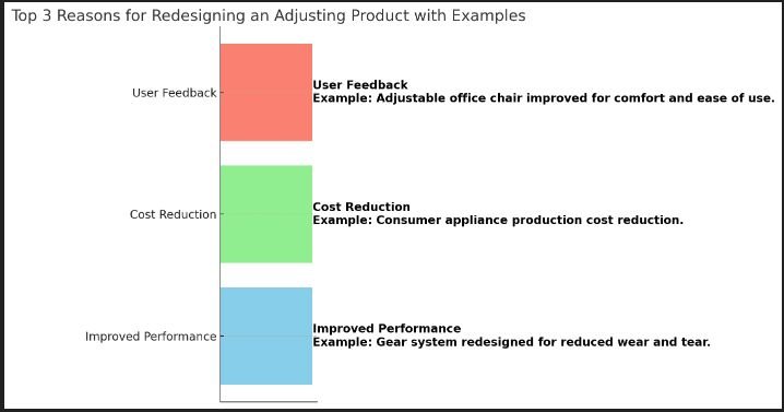 Redesigning and adjusting a product is crucial for improving overall design quality and functionality. Here are the top three reasons: